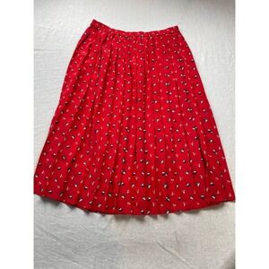 KORET Vintage Womens Red Origami Print Pleated A-Line Skirt Knee Length